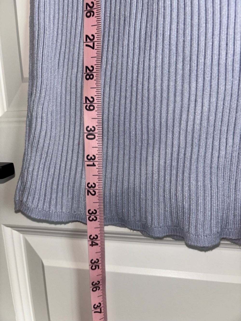 Abercrombie & Fitch Light Blue Ribbed Knit Polo V-Neck Mini Dress - Picture 6 of 7